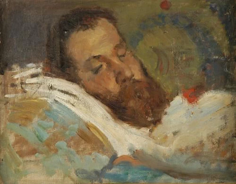 Emilio Praga sul suo letto di morte - attribuito